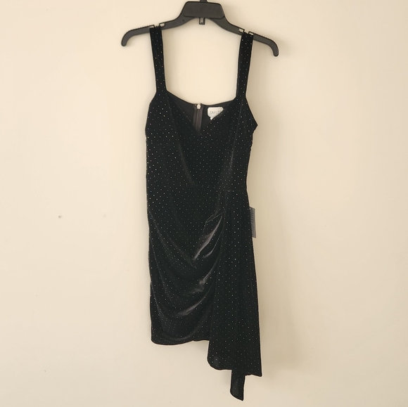 Saylor Nollie Velvet Rainbow Rhinestone Mini Dress Black Medium NWT NEW - Picture 5 of 8